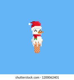 Pixel snowman ice cream.chistmas.8bit.