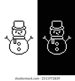 pixel snowman  icon. winter sign pixel art icon vector 8 bit game