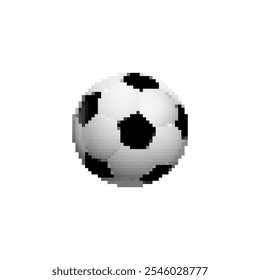 Pixel ícone de bola de futebol em branco. Ícone clássico de bola de futebol ilustração pixelada de estilo retrô.