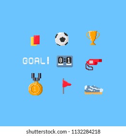 Pixel soccer elements.8bit.