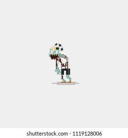 Pixel soccer player zombie.8bit character.