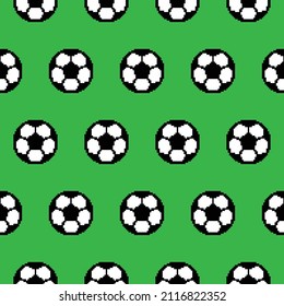 fondo de bola de fútbol píxel Seamless. Vector de patrón de textura de futbol 
