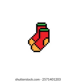 pixel socks icon. Vector pixel art stocking 8 bit for game company logo template 
