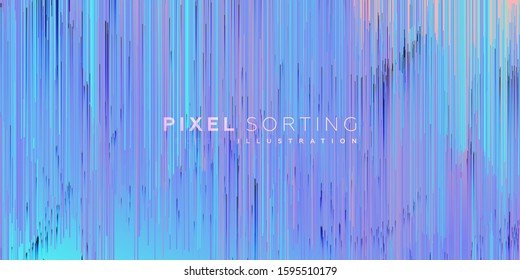 Pixel sorting glitch art style. Minimal background with gradient color lines. Geometric trendy design for poster, technology it presentation, placard and banner. Eps10 vector illustration
