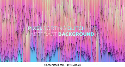 Pixel sorting glitch art style. Minimal background with gradient color lines. Geometric trendy design for poster, technology it presentation, placard and banner. Eps10 vector illustration