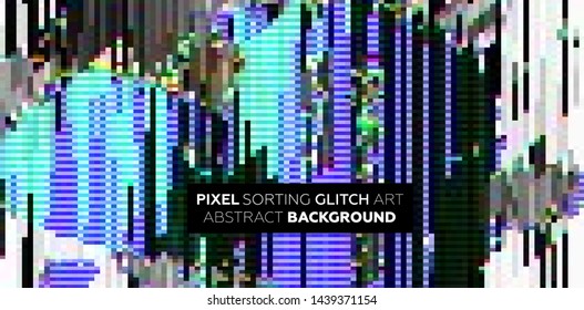 Pixel sorting glitch background with digital noise and damage error. Trendy uniquie vaporwave retro futuristic design. Eps10 vector illustration