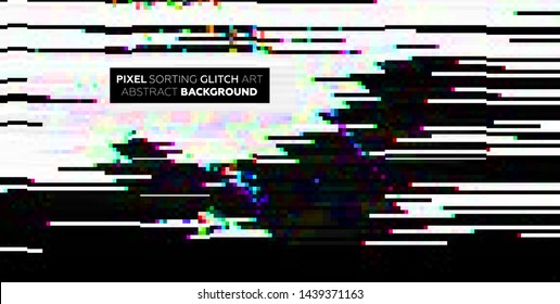 Pixel sorting glitch background with digital noise and damage error. Trendy uniquie vaporwave retro futuristic design. Eps10 vector illustration