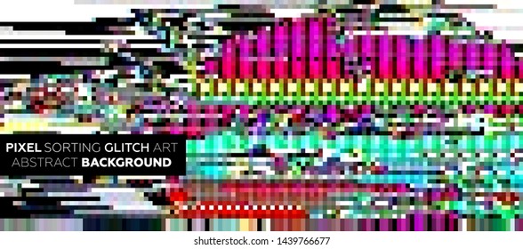 Pixel sorting glitch background with digital noise and damage error. Trendy uniquie vaporwave retro futuristic design. Eps10 vector illustration