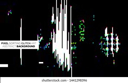 Pixel sorting glitch background with digital noise and damage error. Trendy uniquie vaporwave retro futuristic design. Eps10 vector illustration