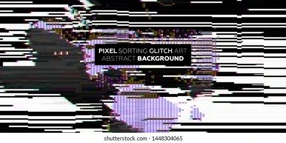 Pixel sorting glitch background with digital noise and damage error. Trendy uniquie vaporwave retro futuristic design. Eps10 vector illustration