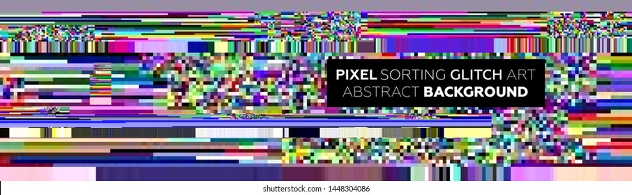 Pixel sorting glitch background with digital noise and damage error. Trendy uniquie vaporwave retro futuristic design. Eps10 vector illustration