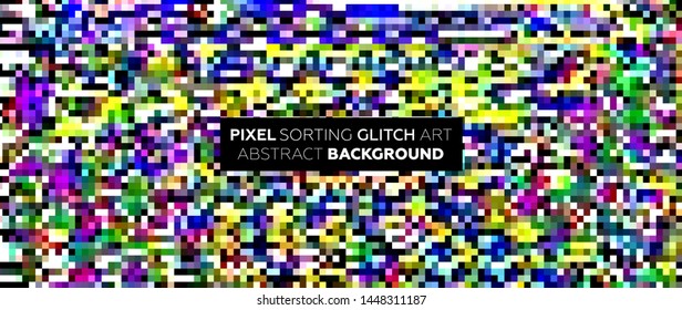 Pixel sorting glitch background with digital noise and damage error. Trendy uniquie vaporwave retro futuristic design. Eps10 vector illustration