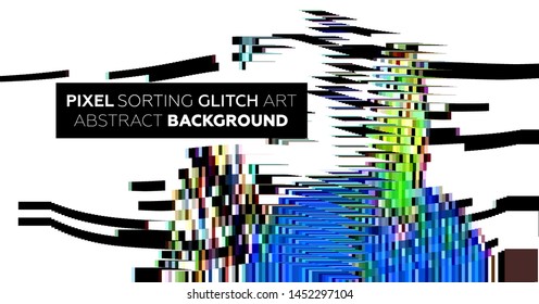 Pixel sorting glitch background with digital noise and damage error. Trendy uniquie vaporwave retro futuristic design. Eps10 vector illustration