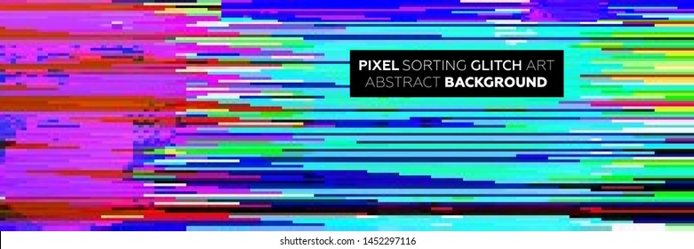 Pixel sorting glitch background with digital noise and damage error. Trendy uniquie vaporwave retro futuristic design. Eps10 vector illustration