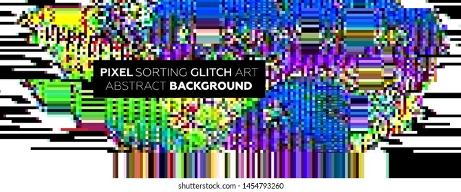 Pixel sorting glitch background with digital noise and damage error. Trendy uniquie vaporwave retro futuristic design. Eps10 vector illustration