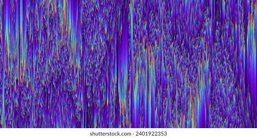 Pixel sorting style background vertical holographic iridescent lines. Colorful dynamic distorted motion digital noise waterfall texture. Geometric trendy grunge pixelart design. Vector illustration