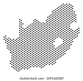 Pixel South African Republic map. Vector territorial plan. Cartographic concept of South African Republic map created of small spheres.