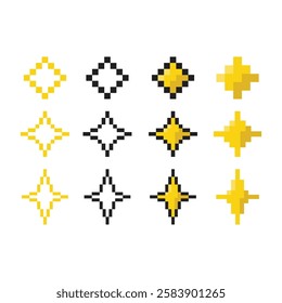 Pixel Sparkle Icon Set Vector Design.