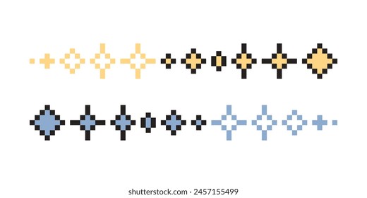 Pixel Sparkle Set. Shiny Sterne Pixel Art Icon Set. 8-Bit-Sterne. Verpixelte Sterne. Sparkling Stars Pixel Art.