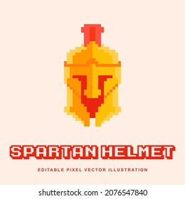 Pixel spartan helmet creative design icon vector illustration for video game asset, motion graphic and others