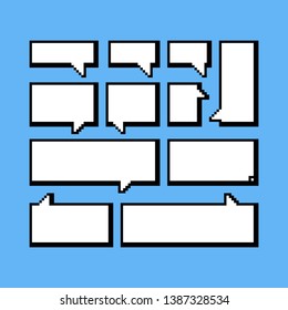 Pixel Speech Balloon Set.8bit Conversation Box.