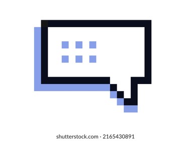 Burbuja del discurso de Pixel. Anuncio en el sitio web y notificación en oferta. Elementos de interfaz para el desarrollo de software, pegatinas para redes sociales en estilo retro. Dibujo vectorial plano de dibujos animados
