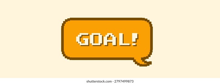 Pixel speech bubble goal. 8 bit box style for game message. Vector speech bubble or think dialog.