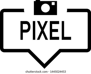 Pixel Speech bubble with icon, isolated. Flat design on white background