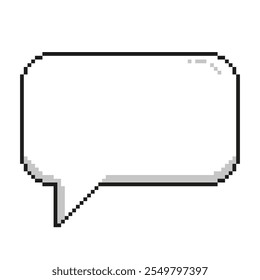 Bolha de fala em pixel isolada no plano de fundo branco. Elemento de vetor de pixel. Ilustração do estilo de 8 bits.