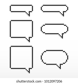 Pixel speech bubble, with place for text boxes, dialog boxes text message set.