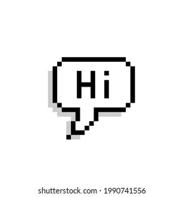 Pixel speech bubble saying Hi icon. Clipart image isolated on white background