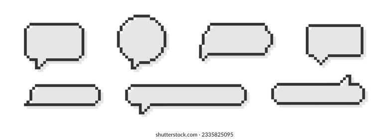 Pixel speech bubble set icon. Retro 8-bit balloon. Vector  isolated illustration