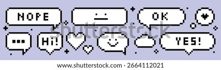 pixel speech bubble set, icons vector collection