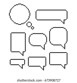 Pixel  speech bubble set mosaic  dialog boxes  text  message set 