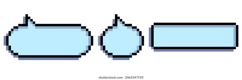 pixel Speech Bubble set. Talk bubble. bubble text, chatting box, message box 8 bit 16 bit retro game