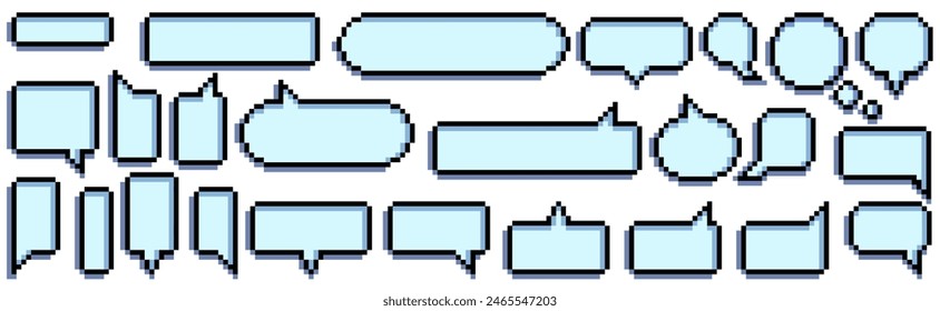 pixel Speech Bubble set. Talk bubble. bubble text, chatting box, message box 8 bit 16 bit retro game