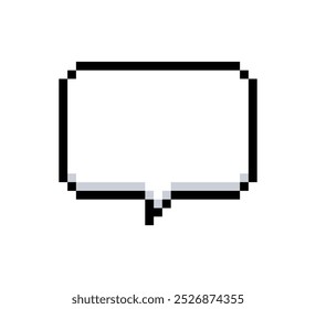 Pixel speech bubble. Pixel text box. Retro game chat frames. Message clouds. Bit dialog frames. Interface talk balloon. Vector illustration isolated on white background.