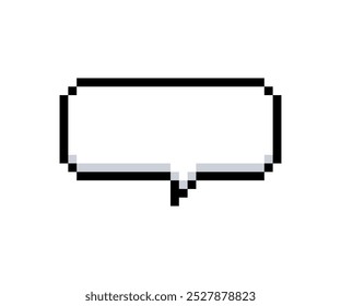 Pixel speech bubble. Pixel text box. Retro game chat frames. Message clouds. Bit dialog frames. Interface talk balloon. Vector illustration isolated on white background.