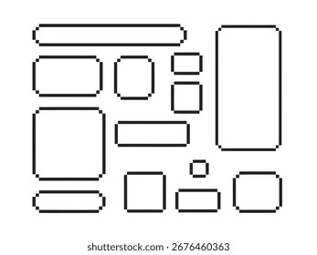 Pixel speech bubble vector. Pixel text box, retro game chat symbol. vector illustration.