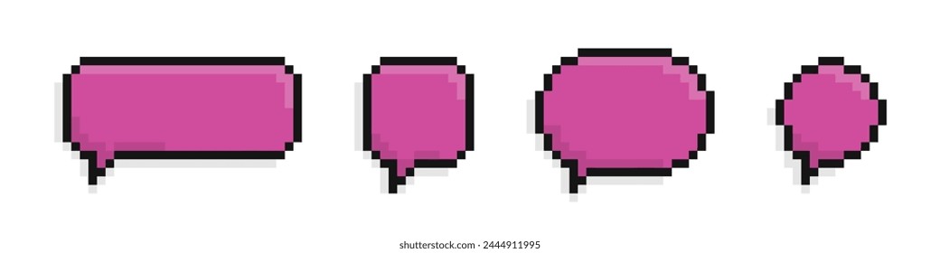 Burbujas de píxeles. Burbujas de chat en estilo pixel art. Conversación o diálogo. Burbujas de voz pixeladas vacías. 