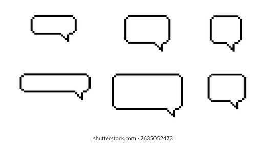 Bolhas de fala em pixels. Fala ou diálogo de bate-papo. sobre fundo branco. Ilustração vetorial