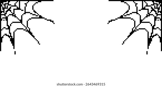 Pixel spider web vector with a retro, 8-bit style. Ideal for gaming graphics, Halloween designs, digital art, spooky themes, or vintage-inspired creative projects.