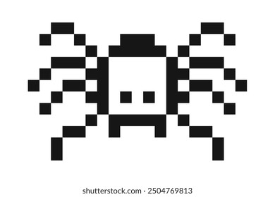 Pixel spider y2k insecto, 8 bit retro viejo bicho de la escuela. Halloween. personaje del juego de computadora. Elemento de diseño de arte de píxeles