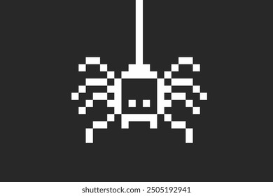 Pixel spider y2k insect, 8 bit retro old school bug. Halloween. computer game character. Pixel art design element