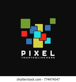 Pixel sqares logo design vector