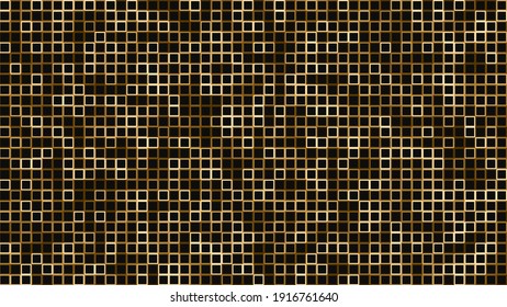 Pixel square background of golden lines. Gold grid, mash. Vector abstract background.