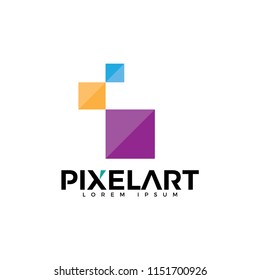 Pixel square or box icon logo. Technology logo design.