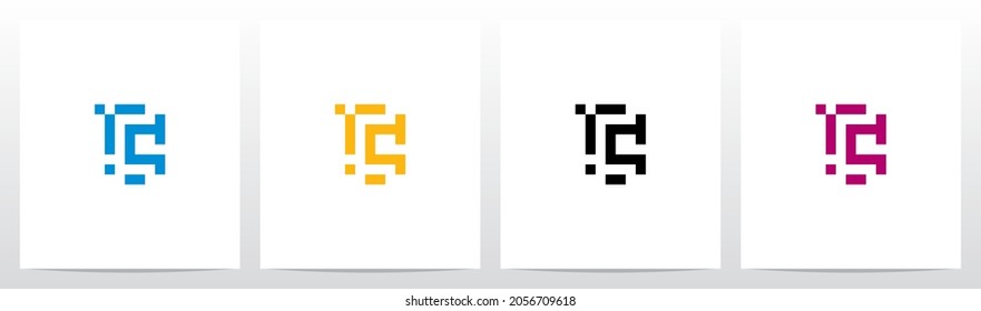 Pixel Square Rectangle Letter Logo Design C