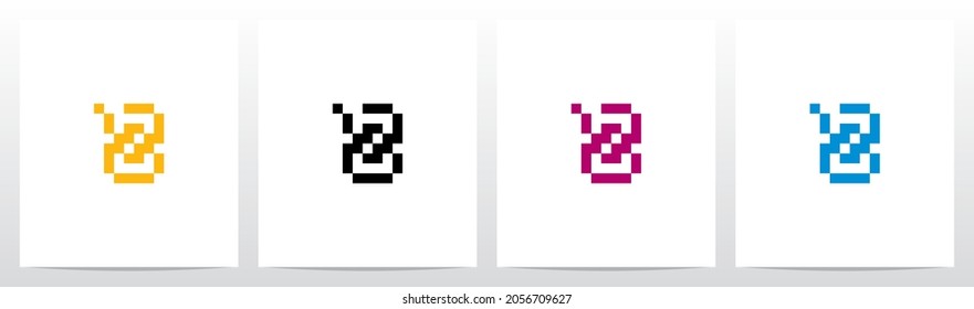 Pixel Square Rectangle Letter Logo Design Z