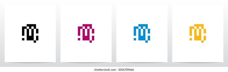 Pixel Square Rectangle Letter Logo Design M
